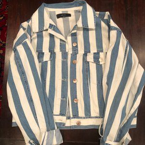 Forever 21 Striped Jean Jacket